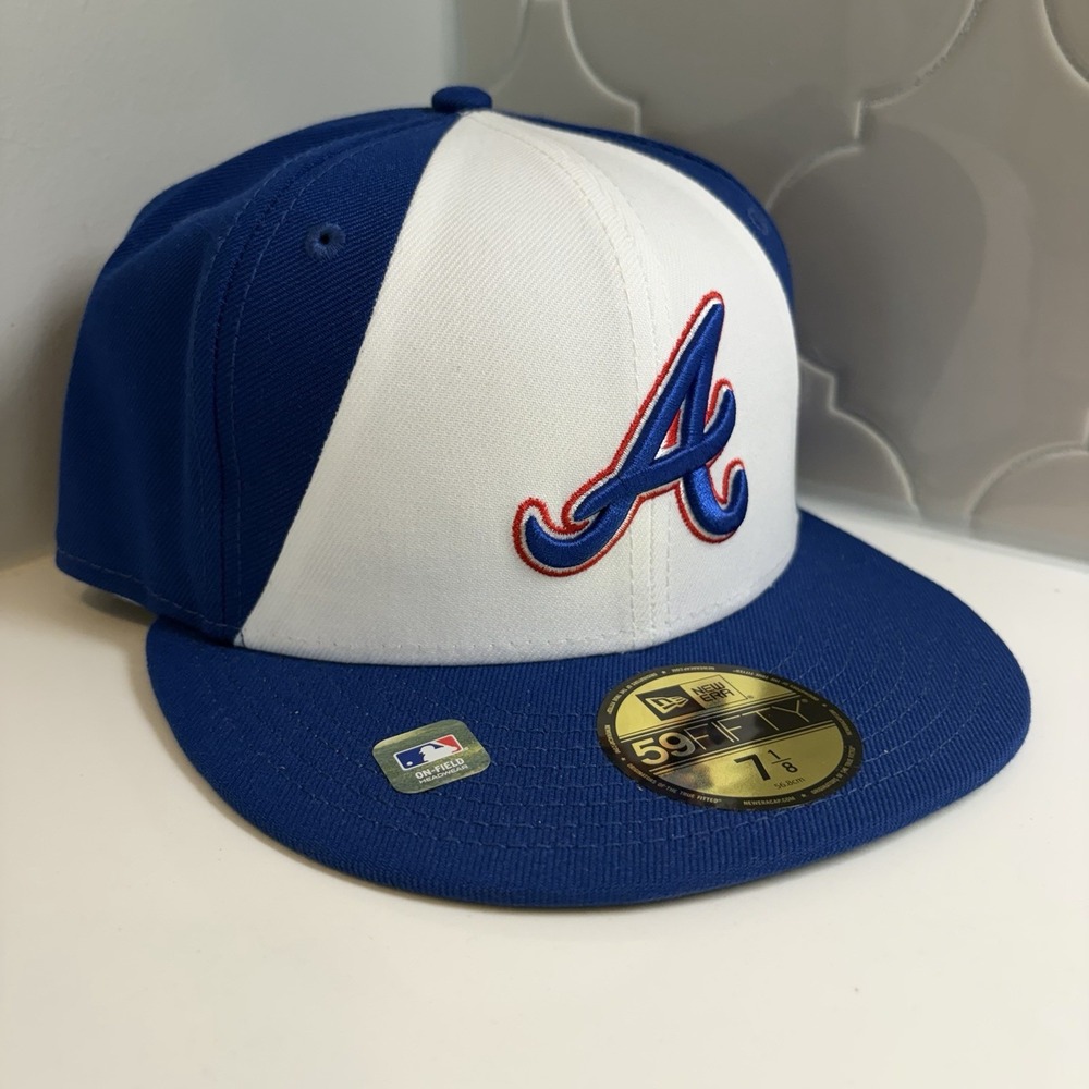 New Era Atlanta Braves 59FIFTY Royal Blue City Connect Fitted Hat Cap Size 7 1/8